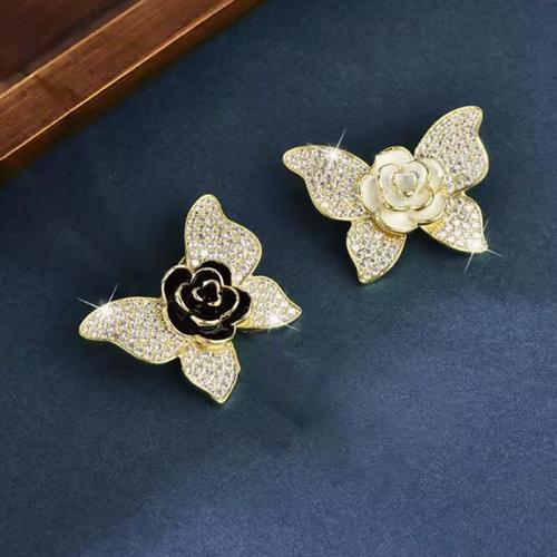 Zinc Alloy Brooches plated for woman & enamel & with rhinestone Sold By PC