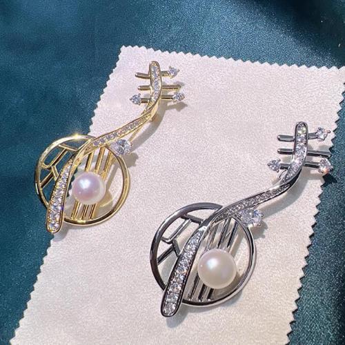 Tibetan Style Brooches, with Plastic Pearl, plated, for woman & with rhinestone, more colors for choice, 70x30mm, Sold By PC