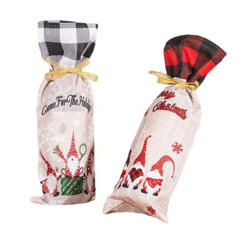 Cloth Christmas Wine Bag, more colors for choice, 380x140x2mm, Sold By PC