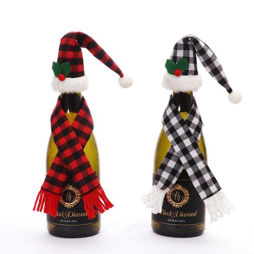 Cloth Christmas  Beverage Bottle Decoration, 2 pieces, more colors for choice, 450x35x3mm, Sold By Set