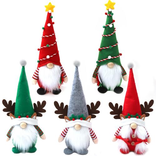 Felt Christmas Doll, with Artificial fur & PP Cotton, different styles for choice, 350x110x70mm, Sold By PC