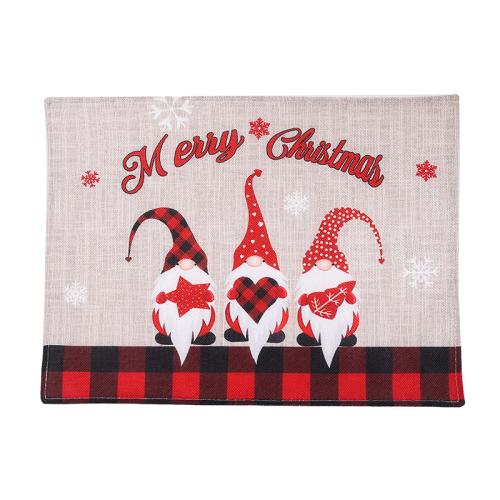 Linen Placemat with Non-woven Fabrics Rectangle printing Christmas Design & anti-scald Sold By PC