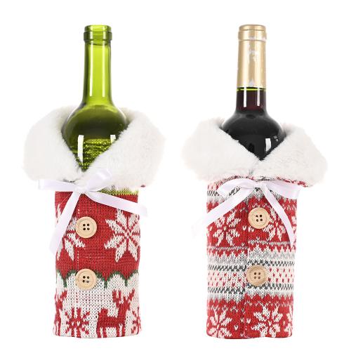 Nichtgewebte Stoffe Weihnachten Wein Bag, mit Künstliche+Pelze, verschiedene Muster für Wahl, 210x110mm, verkauft von PC