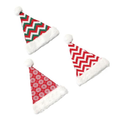 Knitted Fabric Christmas Hat with Artificial fur Thicken Sold By PC