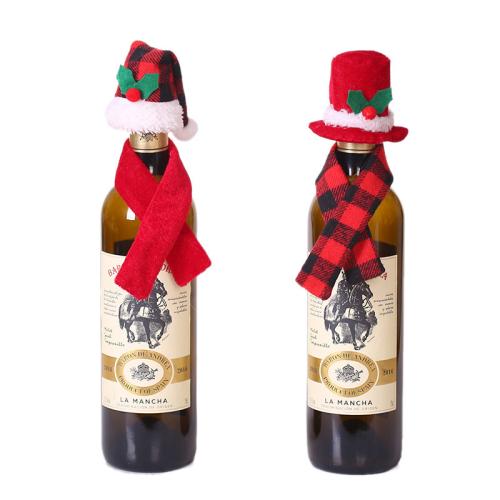 Cloth Christmas  Beverage Bottle Decoration 2 pieces Sold By Set