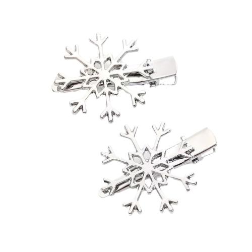 Christmas Hair Clip, Tibetan Style, 2 pieces & Christmas Design & different styles for choice & for woman, silver color, 36mm, Sold By Pair