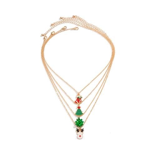 Collares de Navidad, aleación de zinc, con cadena de latón & cadena de hierro & Perlas plásticas, Diseño de Navidad & diferentes estilos para la opción & para mujer & esmalte, más colores para la opción, Vendido por UD