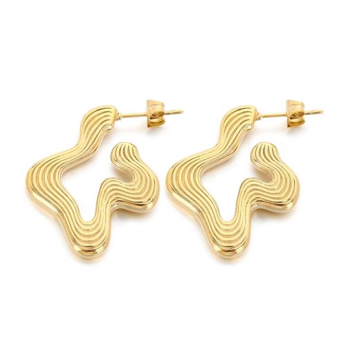 Stainless Steel Stud Earrings 304 Stainless Steel fashion jewelry & for woman golden Sold By Pair