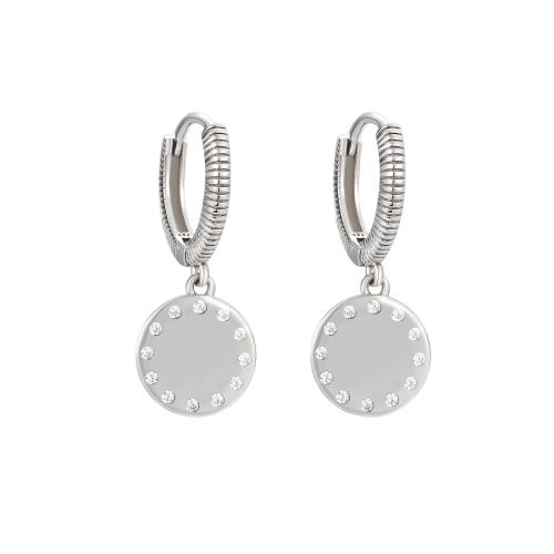 Pendientes de Micro Pavé de Zirconía Cúbica en Plata de Ley, Plata de ley 925, Joyería & micro arcilla de zirconia cúbica & para mujer, 9.20x22.70mm, Vendido por Par