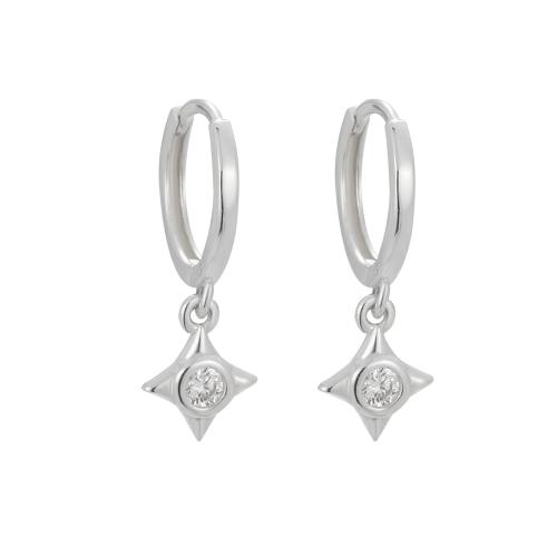 Cubic Zirconia Micro άνοιγαν Sterling Silver Σκουλαρίκι, 925 ασημένιο ασήμι, κοσμήματα μόδας & μικρο ανοίξει κυβικά ζιρκονία & για τη γυναίκα, 6.40x19.30mm, Sold Με Ζεύγος