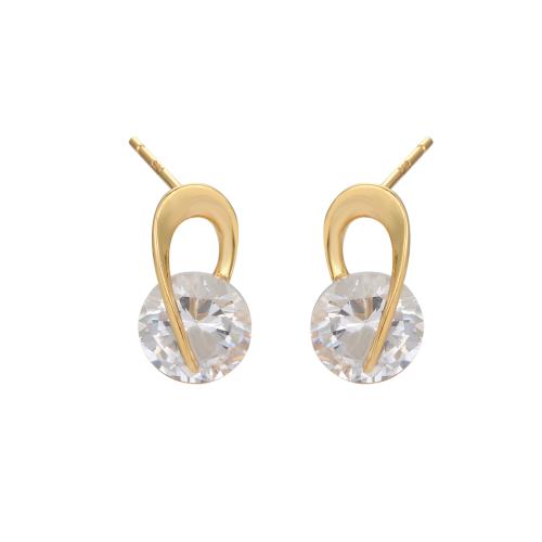 Zircon cubique Micro Pave d'oreille en argent sterling, Argent sterling 925, bijoux de mode & pavé de micro zircon & pour femme, 7.70x14.90mm, Vendu par paire