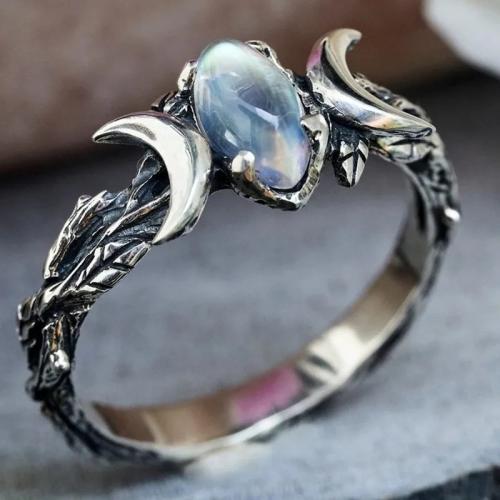 Zinc Alloy Finger Ring with Moonstone fashion jewelry & for woman Sold By PC