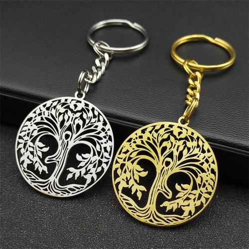 Stainless Steel Key Clasp, 304 Stainless Steel, Round, hollow, more colors for choice, Sold By PC