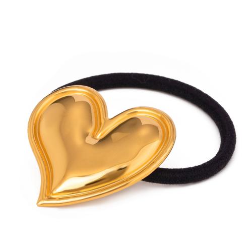 Ponytail Holder, 304 Stainless Steel, with Rubber Band, Heart, fashion jewelry & for woman, golden, Sold By PC