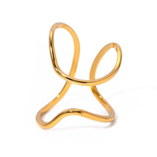 Stainless Steel Finger Ring, 304 Stainless Steel, 18K gold plated, fashion jewelry & for woman, golden, Sold By PC