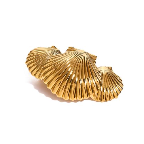 Alligator Hair Clip, 304 Stainless Steel, Shell, fashion jewelry & for woman, golden, 47x26mm, Sold By PC