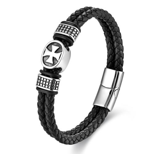 PU cavo bracciali, with 304 acciaio inox, gioielli di moda & per l'uomo, nessuno, Lunghezza Appross. 21 cm, Venduto da PC