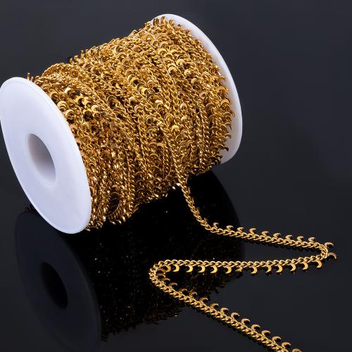 Stainless Steel Jewelry Chain 304 Stainless Steel Moon Vacuum Ion Plating DIY Sold By Bag