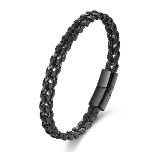 PU cavo bracciali, with 304 acciaio inox, gioielli di moda & per l'uomo, nessuno, Lunghezza Appross. 21 cm, Venduto da PC