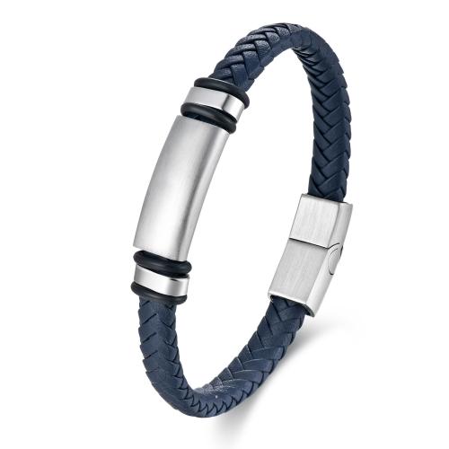 PU Leather Cord Bracelets, with 304 Stainless Steel, fashion jewelry & for man, more colors for choice, Length:Approx 21 cm, Sold By PC