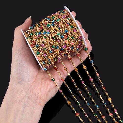 Stainless Steel Jewelry Chain, 304 Stainless Steel, Heart, Vacuum Ion Plating, DIY & enamel, multi-colored, 1m/Bag, Sold By Bag