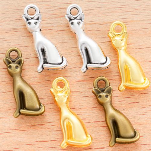 Tibetan Style Animal Pendants, Cat, plated, DIY, more colors for choice, 18x8mm, 100PCs/Bag, Sold By Bag