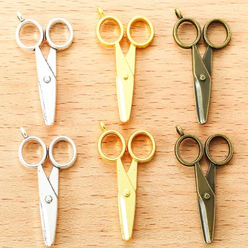 Tibetan Style Scissors Pendants, plated, DIY, more colors for choice, 33x17mm, 100PCs/Bag, Sold By Bag