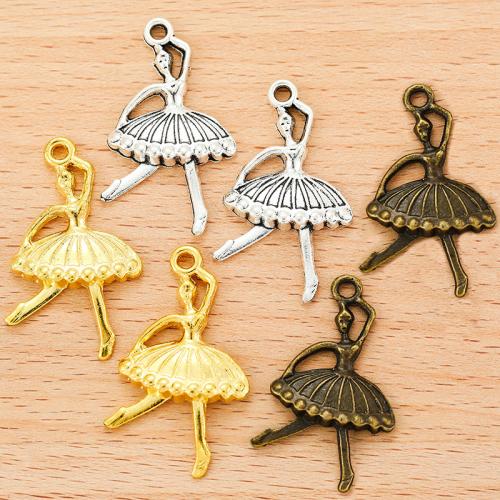 Tibetan Style Pendants, Dancing Girl, plated, DIY, more colors for choice, 36x21mm, 100PCs/Bag, Sold By Bag