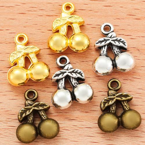 Zinc Alloy fruits forme pendentifs, alliage de zinc, cerise, Placage, DIY, plus de couleurs à choisir, 15x11mm, 100PC/sac, Vendu par sac