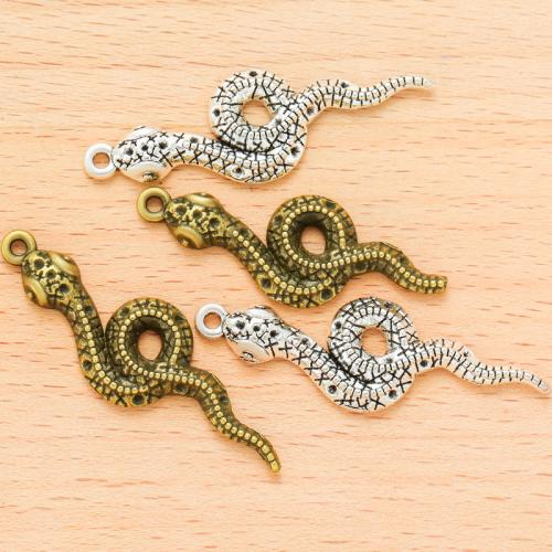 Tibetan Style Animal Pendants, Snake, plated, DIY, more colors for choice, 47x15mm, 100PCs/Bag, Sold By Bag