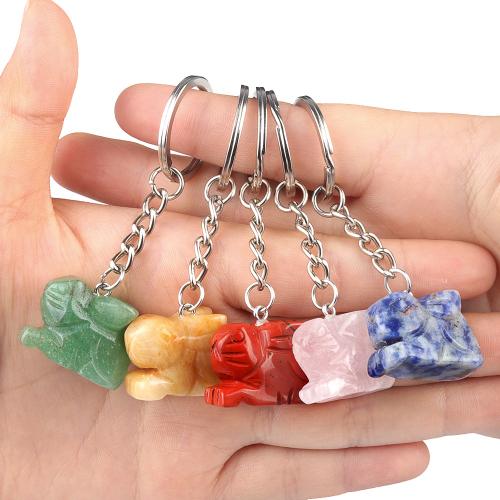 Iron Key Clasp, Natural Stone, with Iron, Rabbit, fashion jewelry & different materials for choice, more colors for choice, Sold By PC