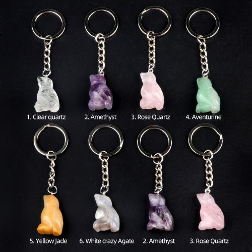 Iron Key Clasp, Natural Stone, with Iron, Bird, fashion jewelry & different materials for choice, more colors for choice, Sold By PC