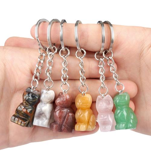 Iron Key Clasp, Natural Stone, with Iron, Cat, fashion jewelry & different materials for choice, more colors for choice, Sold By PC