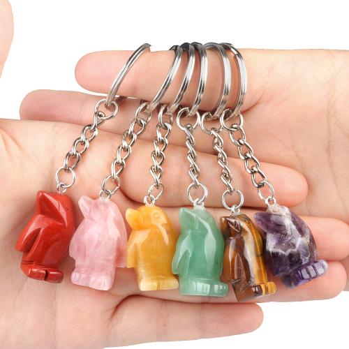 Iron Key Clasp, Natural Stone, with Iron, Penguin, fashion jewelry & different materials for choice, more colors for choice, Sold By PC