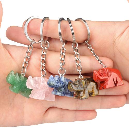 Iron Key Clasp, Natural Stone, with Iron, Rhinoceros, fashion jewelry & different materials for choice, more colors for choice, Sold By PC