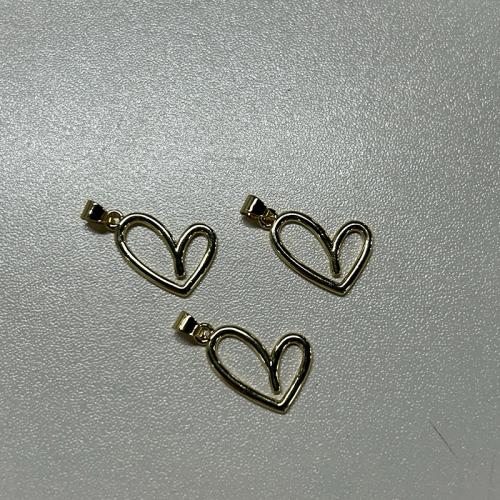 Pingentes de coração de bronze, cobre, banhado a ouro genuino, DIY & vazio, 13.59x21.17mm, vendido por PC