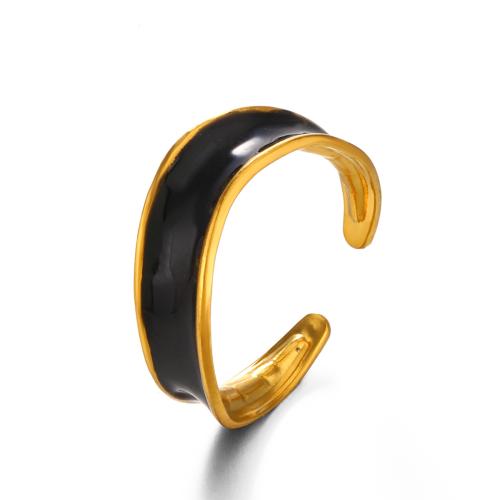 Enamel Stainless Steel Finger Ring 304 Stainless Steel Vacuum Ion Plating fashion jewelry & for woman Sold By PC