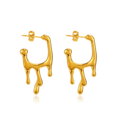 Stainless Steel Stud Earrings 304 Stainless Steel Vacuum Ion Plating fashion jewelry & for woman gold Sold By Pair