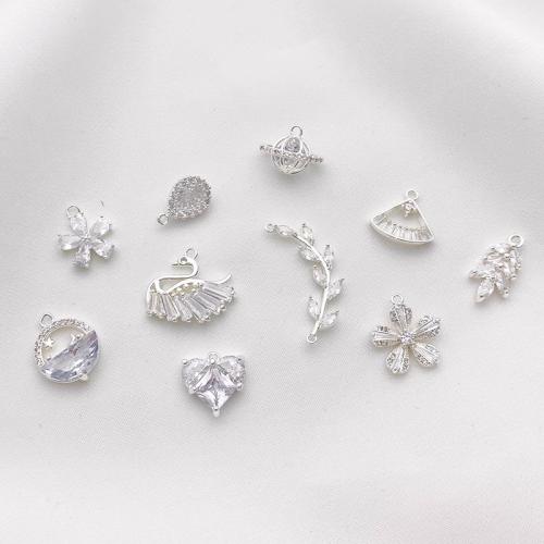 Cilindrata Zircone micro pavimenta il pendente di ottone, placcato, DIY & stili diversi per la scelta & Micro spianare cubic zirconia, argento, Venduto da PC