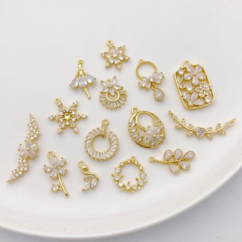 Cubic Zirconia Micro Pave bronze Pingente, cobre, banhado, DIY & Vario tipos a sua escolha & micro pavimento em zircônia cúbica, Mais cores pare escolha, vendido por PC