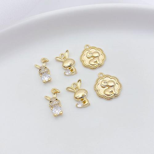 Cilindrata Zircone micro pavimenta il pendente di ottone, placcato, DIY & stili diversi per la scelta & Micro spianare cubic zirconia, oro, Venduto da PC