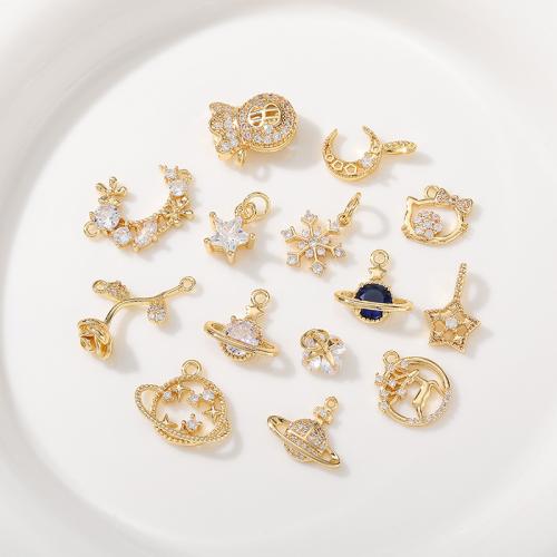 Cubic Zirconia Micro Pave bronze Pingente, cobre, banhado, DIY & Vario tipos a sua escolha & micro pavimento em zircônia cúbica, dourado, vendido por PC