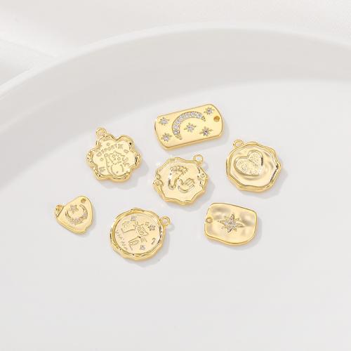 Cilindrata Zircone micro pavimenta il pendente di ottone, placcato, DIY & stili diversi per la scelta & Micro spianare cubic zirconia, oro, Venduto da PC