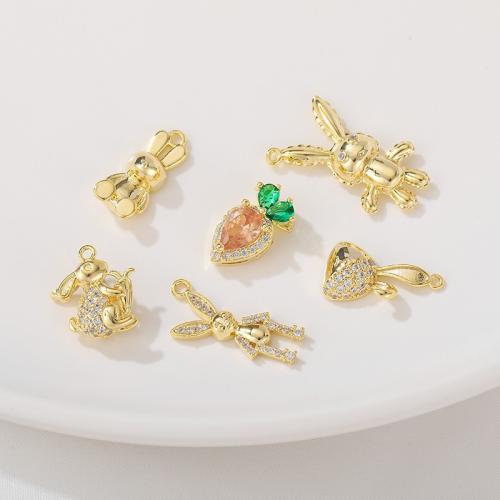 Cubic Zirconia Micro Pave bronze Pingente, cobre, banhado, DIY & Vario tipos a sua escolha & micro pavimento em zircônia cúbica, dourado, vendido por PC