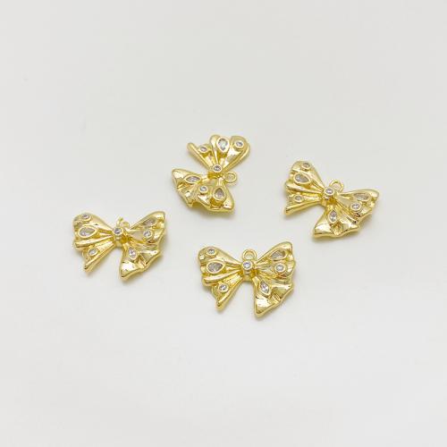 Cubic Zirconia Micro Pave bronze Pingente, cobre, Borboleta, banhado, DIY & micro pavimento em zircônia cúbica, dourado, 15x19mm, vendido por PC