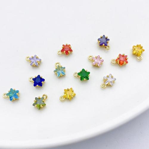 Cubic Zirconia Micro Pave Brass Pendant, Star, plated, DIY & micro pave cubic zirconia, more colors for choice, 6x8mm, Sold By PC