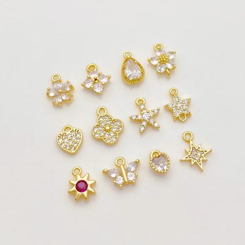 Cúbicos Circonia Colgante Latón Micro pavimenta, metal, chapado, Bricolaje & diferentes estilos para la opción & micro arcilla de zirconia cúbica, dorado, Vendido por UD