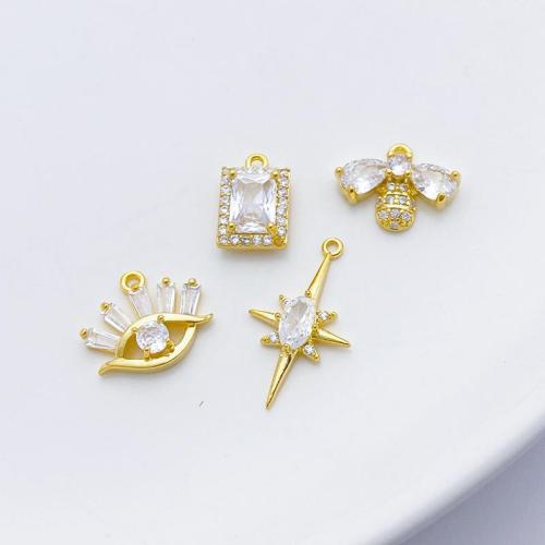 Cilindrata Zircone micro pavimenta il pendente di ottone, placcato, DIY & stili diversi per la scelta & Micro spianare cubic zirconia, oro, Venduto da PC