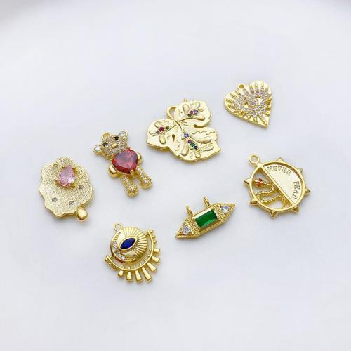 Cúbicos Circonia Colgante Latón Micro pavimenta, metal, chapado, Bricolaje & diferentes estilos para la opción & micro arcilla de zirconia cúbica, dorado, Vendido por UD