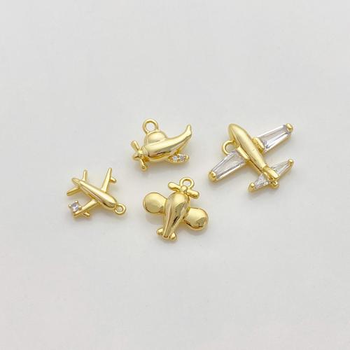 Cubic Zirconia Micro Pave bronze Pingente, cobre, aviao, banhado, DIY & Vario tipos a sua escolha & micro pavimento em zircônia cúbica, dourado, vendido por PC